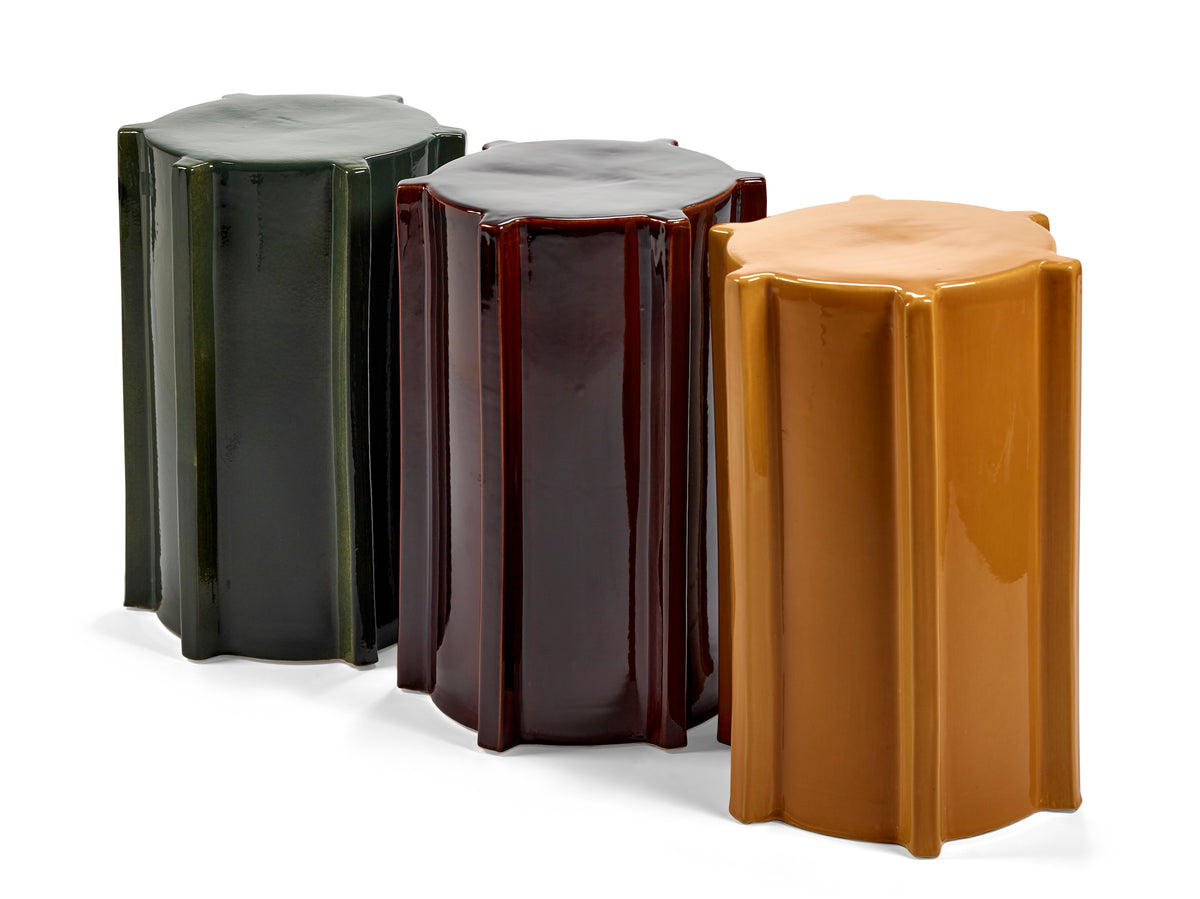 Geometric Ceramic Side Table - Serax Pawn Collection in Ochre, Brown, or Dark Green