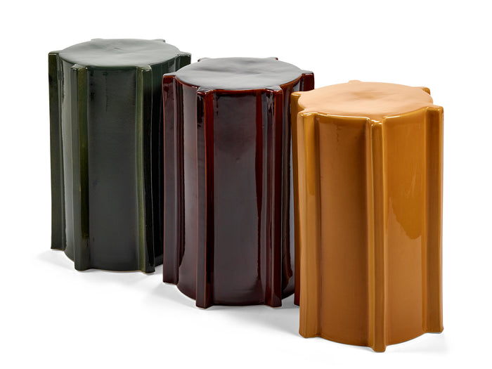 Geometric Ceramic Side Table - Serax Pawn Collection in Ochre, Brown, or Dark Green