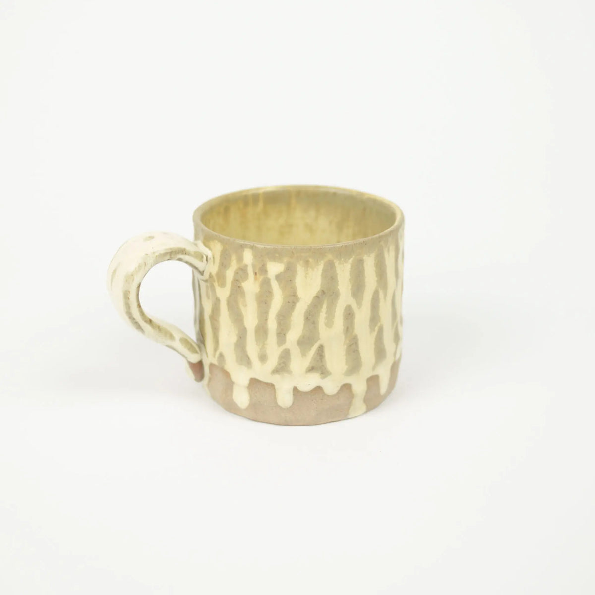 Maja Cup - Ceramic Mug with Unique Pattern and Reactive Glaze (Available in Beige, Mustard, White)