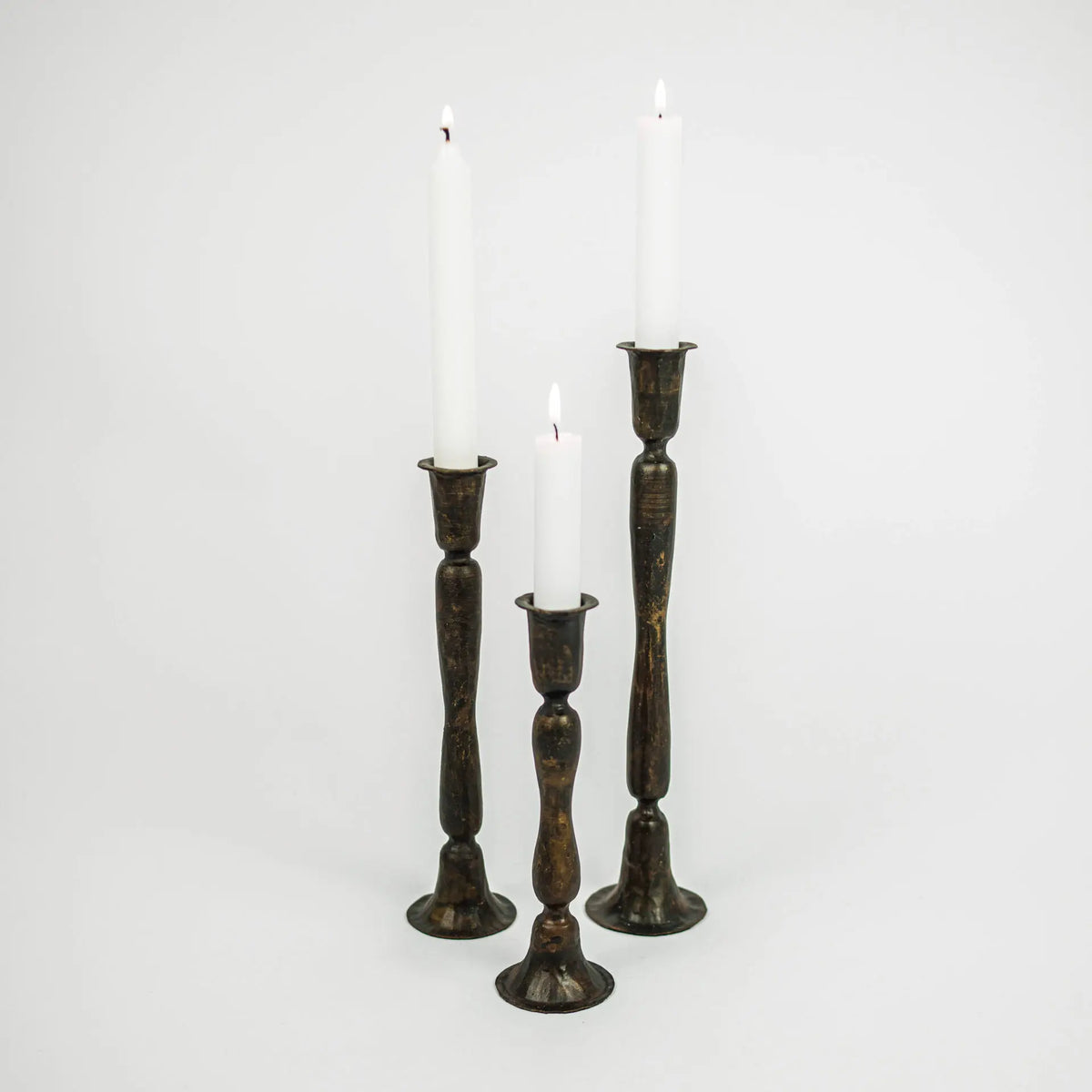 Gill Light Holders Set of 3 - Handcrafted Iron Candle Holders in Three Sizes