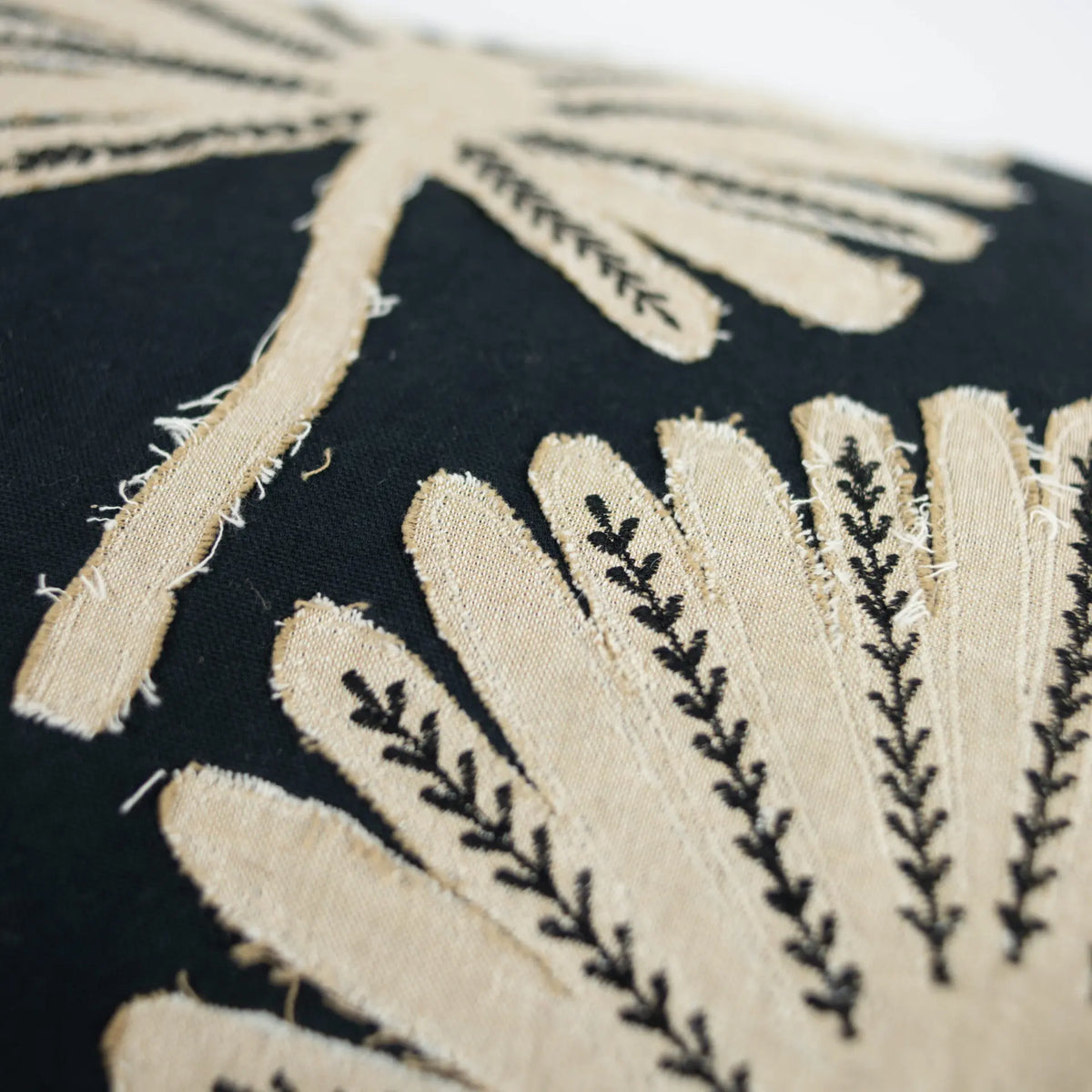 Phoenix Cushion 40x70cm - Cotton Cushion with Palm Pattern & Feather Down Insert