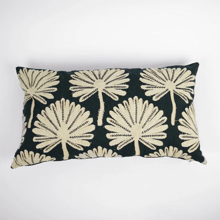 Phoenix Cushion 40x70cm - Cotton Cushion with Palm Pattern & Feather Down Insert