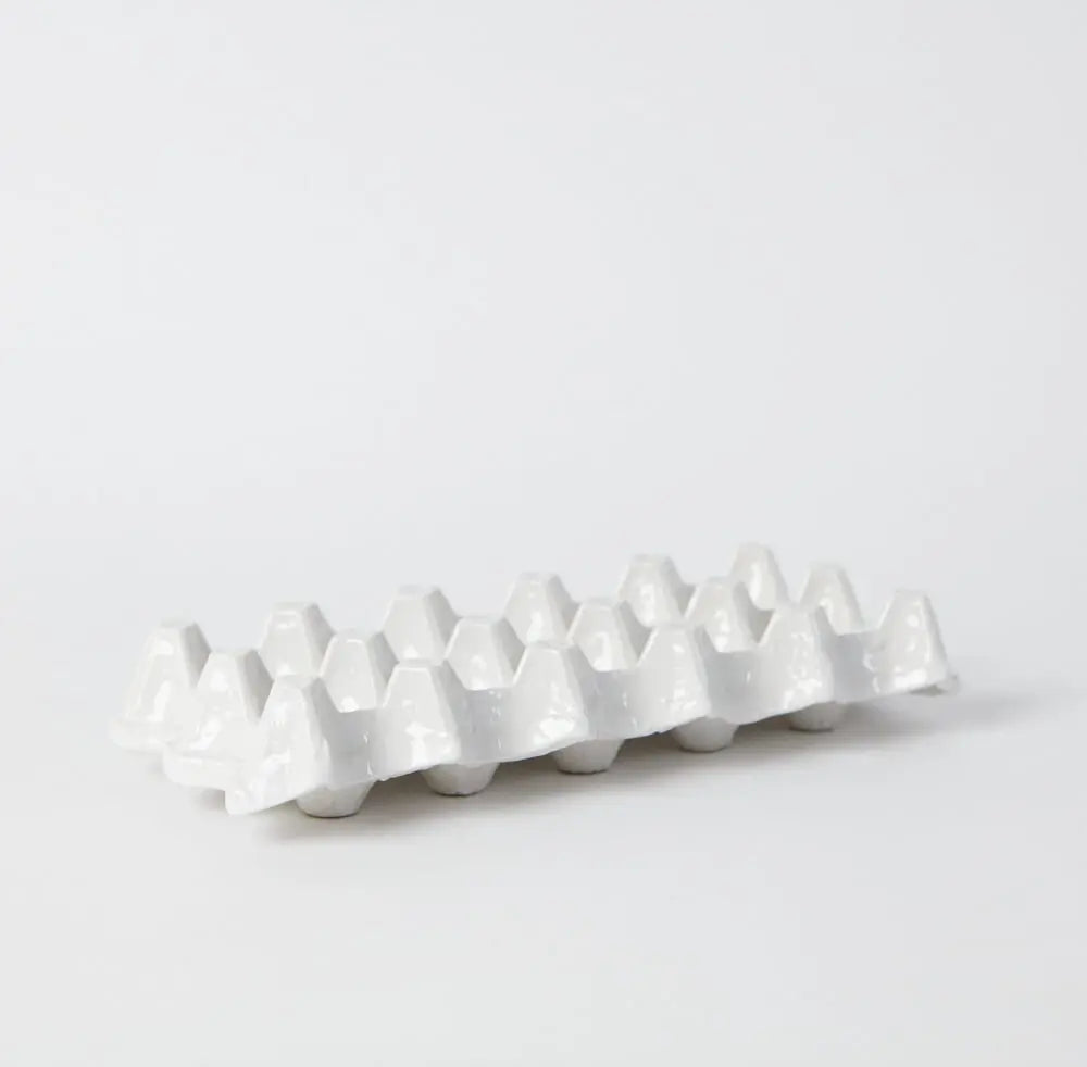 Nea Egg-Tray White - 6 or 10-Egg Stoneware Egg Dish with Glossy White Glaze