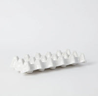 Nea Egg-Tray White - 6 or 10-Egg Stoneware Egg Dish with Glossy White Glaze