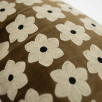 Daisy Cushion by Olsson & Jensen - Brown Green Cotton with Feather Inner 40x60 cm