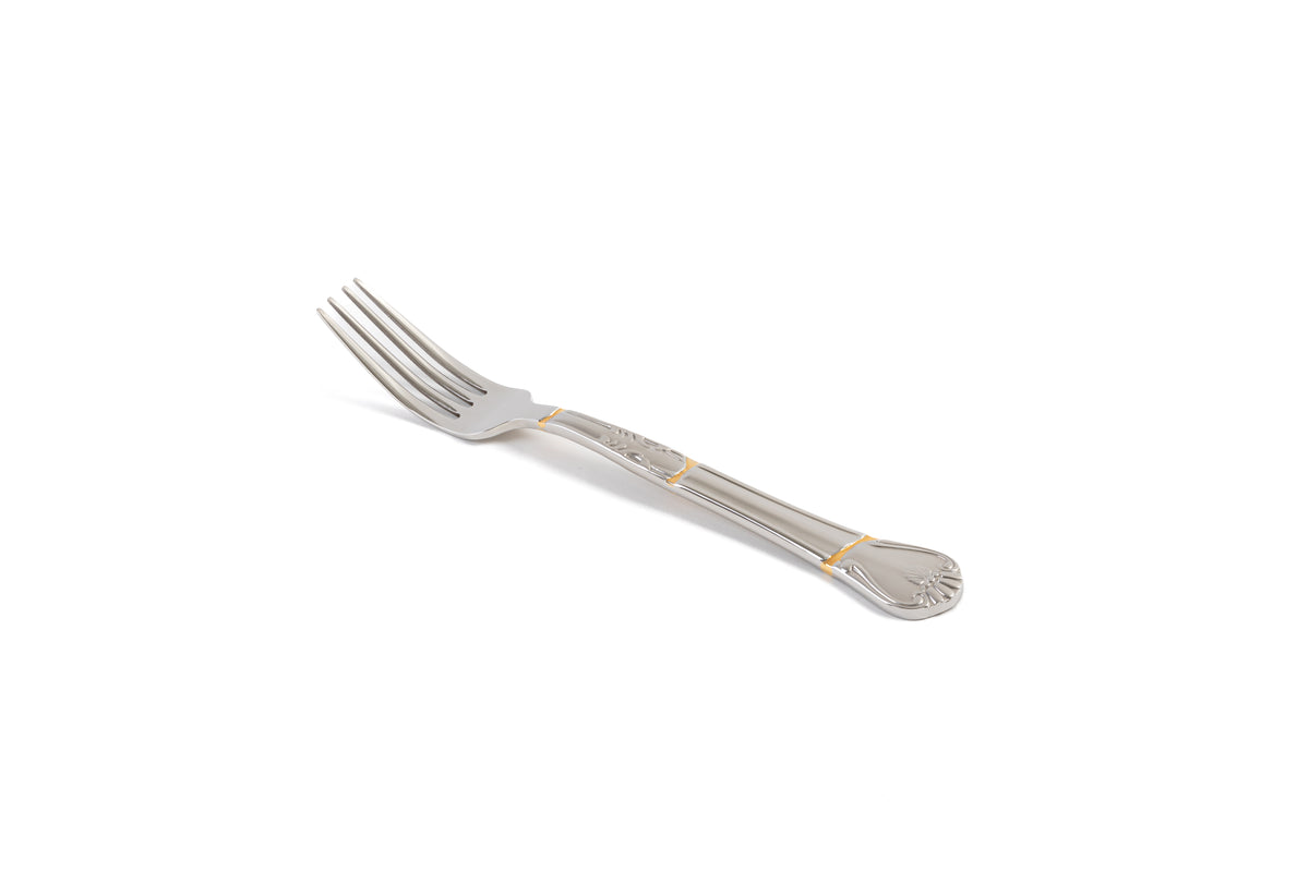 Seletti Kintsugi Cutlery Set - Handcrafted Gold & Steel Flatware (Set of 4)