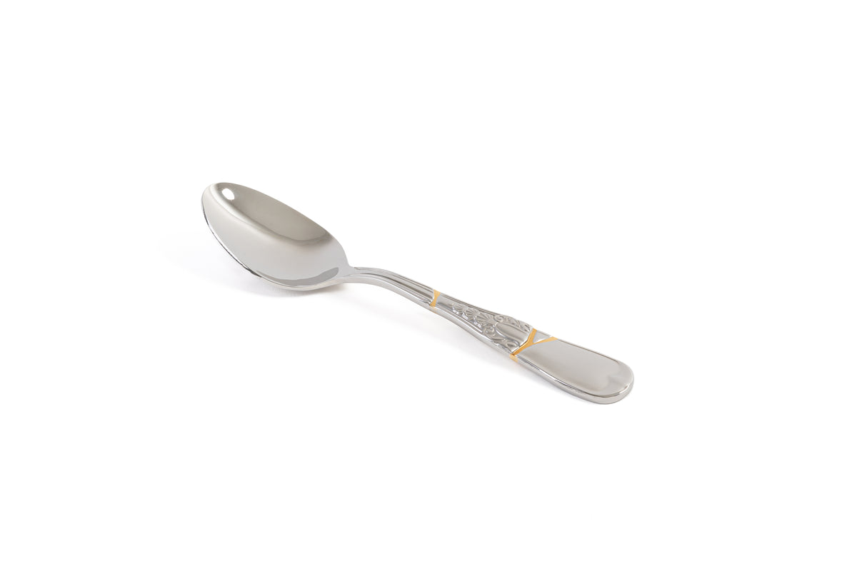 Seletti Kintsugi Cutlery Set - Handcrafted Gold & Steel Flatware (Set of 4)