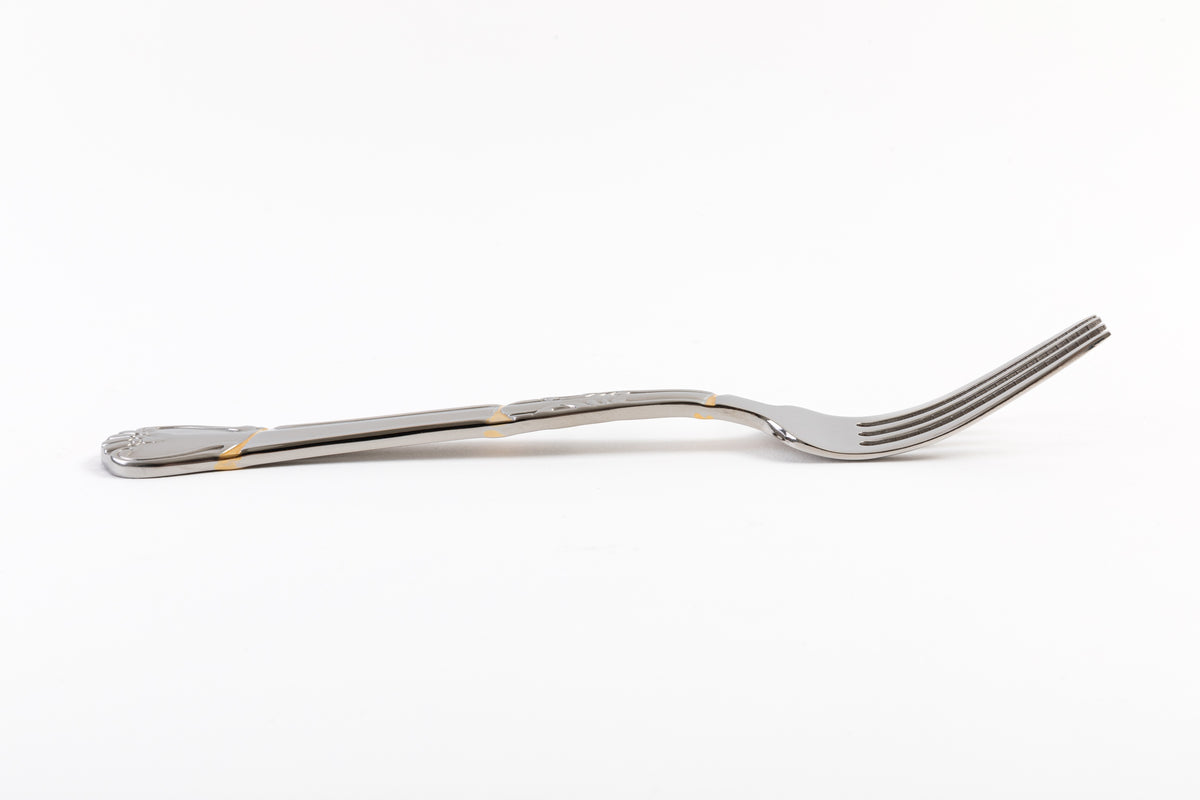 Seletti Kintsugi Cutlery Set - Handcrafted Gold & Steel Flatware (Set of 4)