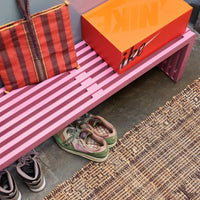Extra-long pink accent bench for bold entryways and hallways by hkliving