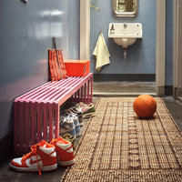 hot pink bench perfect for a long hallway