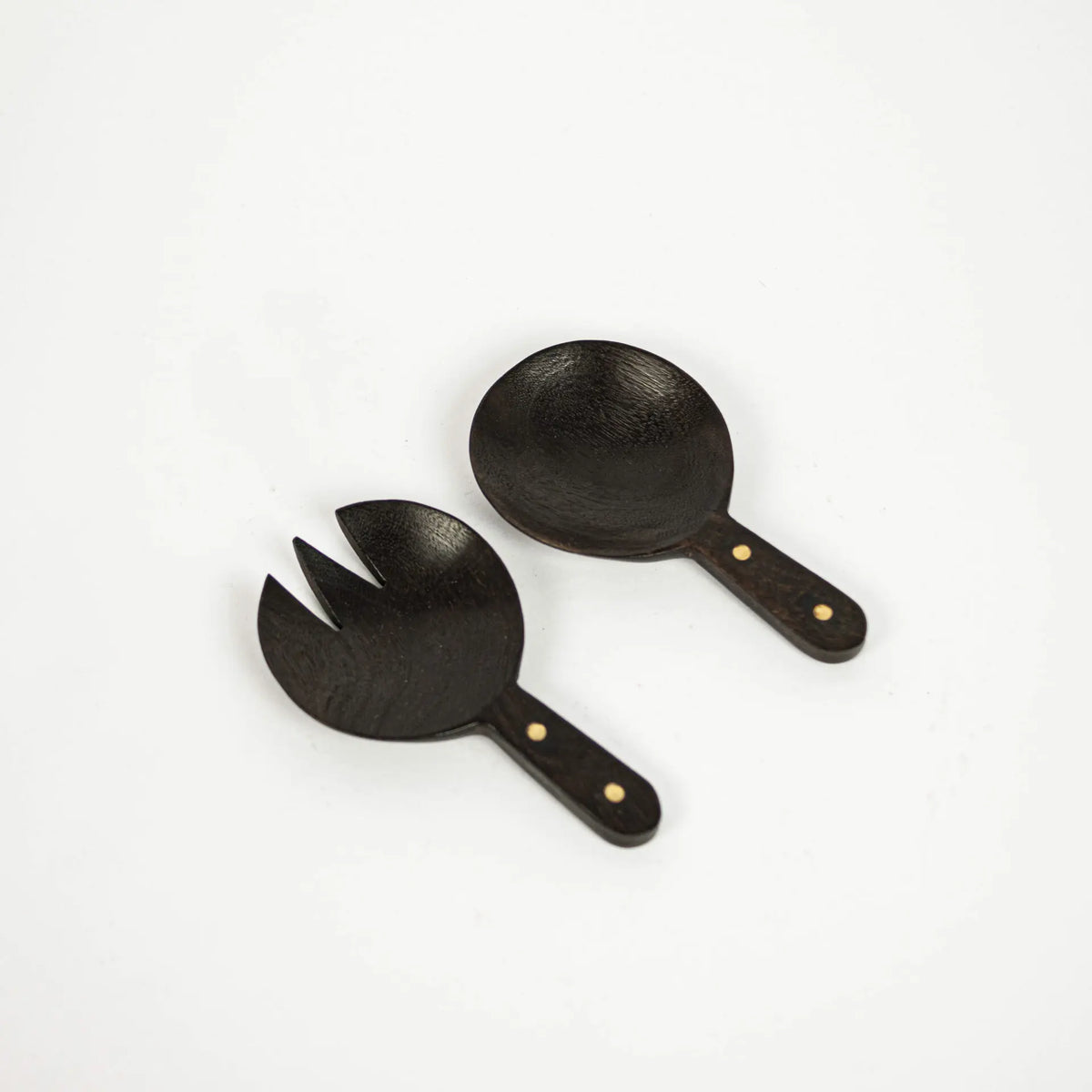 Zen Salad Servers - Handcrafted Mango Wood Salad Cutlery with Burnt Finish