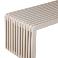 Designer sand sungkai wood bench for calming spaces