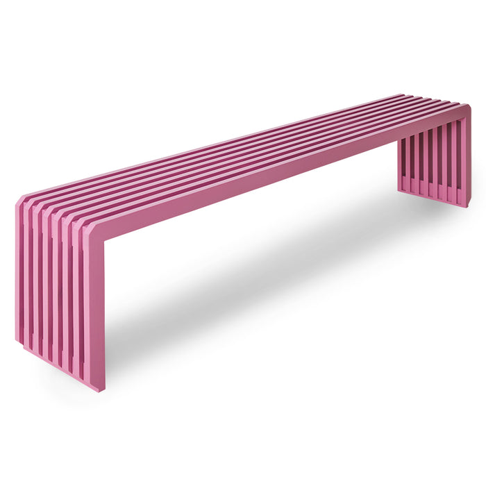 Hot pink slatted sungkai wood bench by hkliving in a creative modern living room