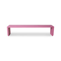 Statement hot pink wooden bench with slatted design for contemporary interiors