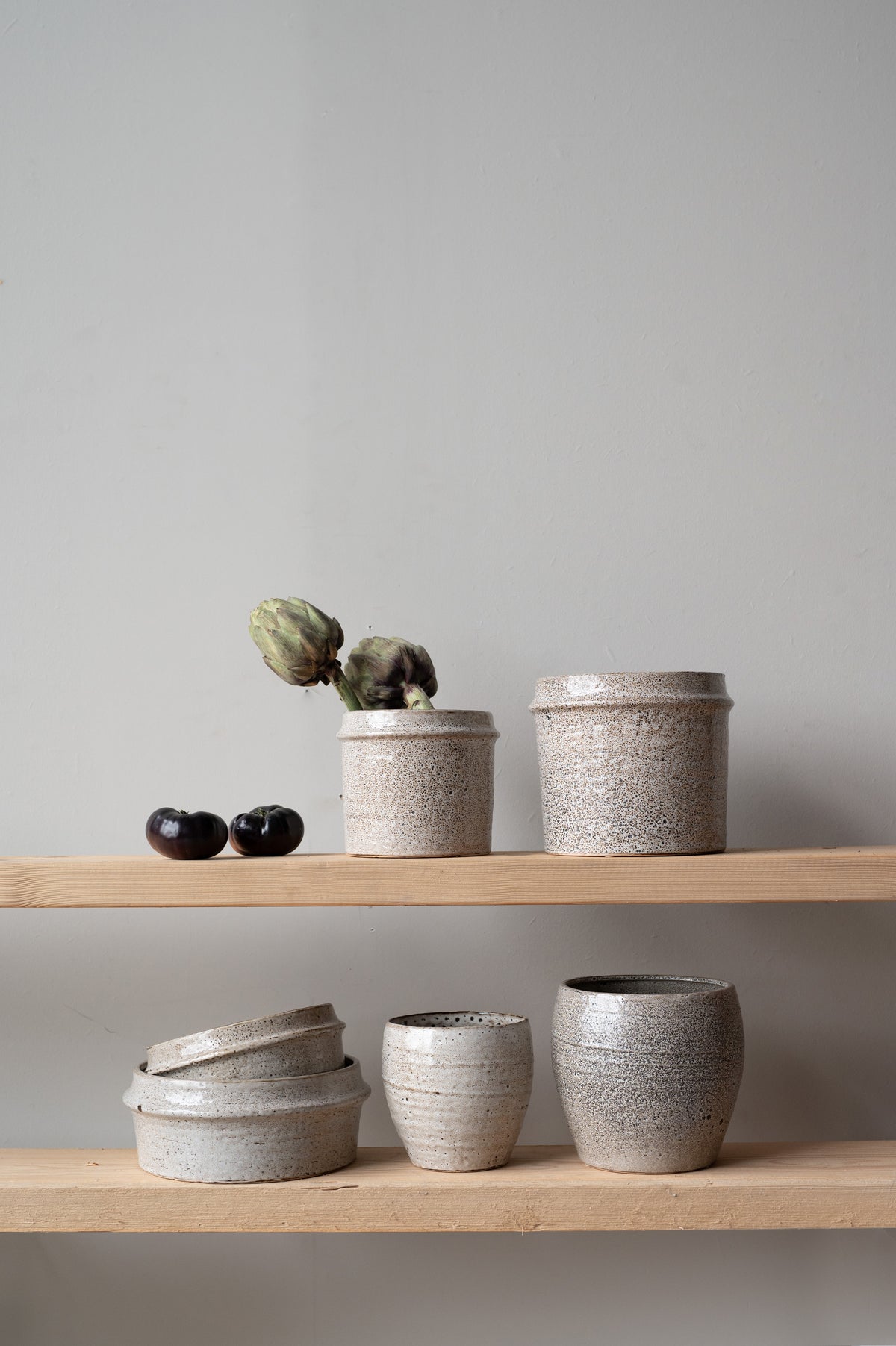 Ceramic Planter – EVA by Wikholmform (Brown Melange, Set of 2 or Individual Pots)