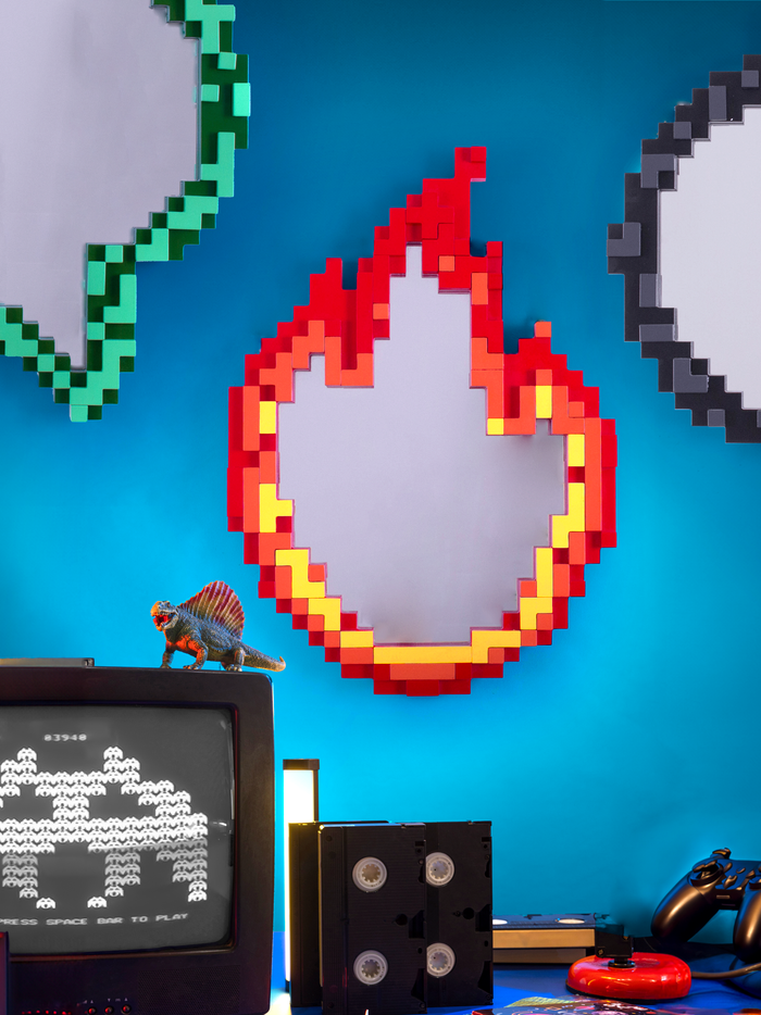 Seletti Pixel Mirror - Flame | Pixel Art-Inspired Wall Mirror