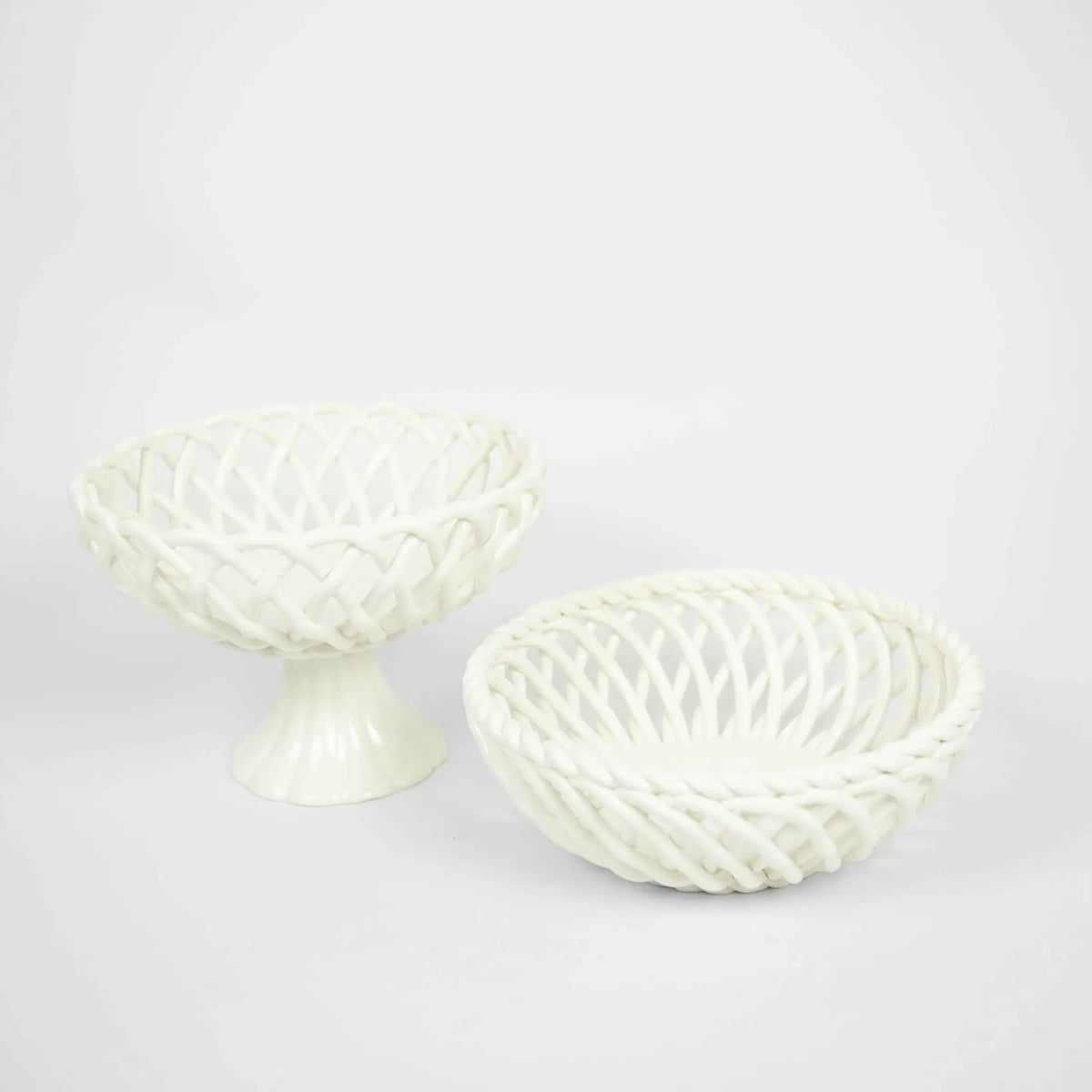 Ruth Porcelain Basket - Handmade Decorative Basket (Two Versions: Basket or on Stand)