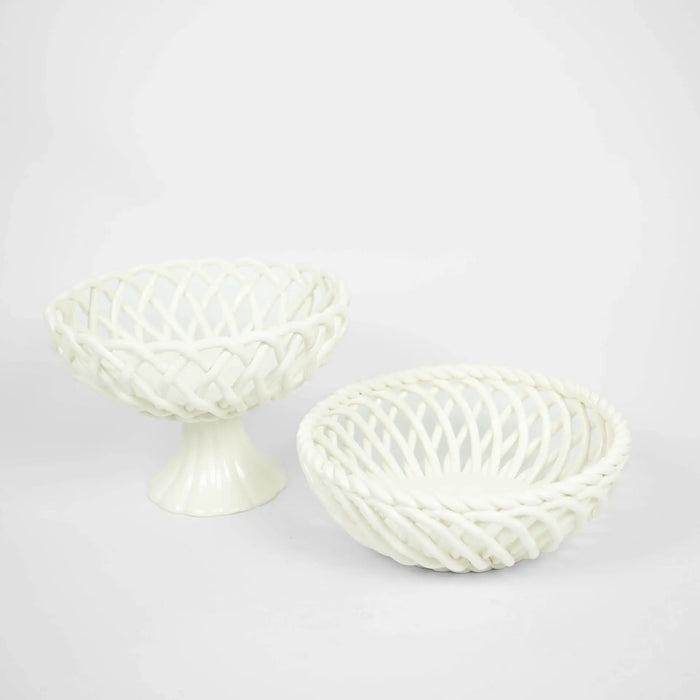 Ruth Porcelain Basket - Handmade Decorative Basket (Two Versions: Basket or on Stand)