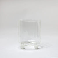 Palermo Glass White - Angled Glass with Unique White Glass Spheres Base
