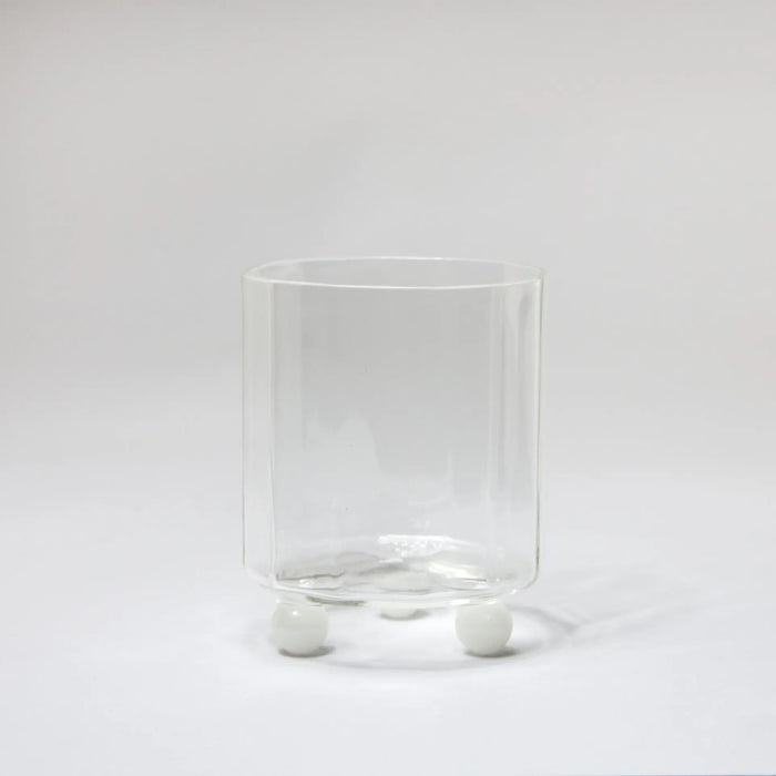 Palermo Glass White - Angled Glass with Unique White Glass Spheres Base