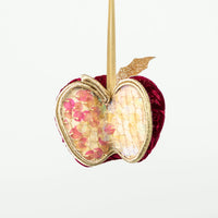 Christmas Apple Decoration - Handcrafted Ornament with Velvet Detailing