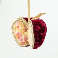 Christmas Apple Decoration - Handcrafted Ornament with Velvet Detailing