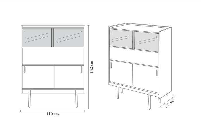 1050 Tall Sideboard, Oak Wood, 366 Concept