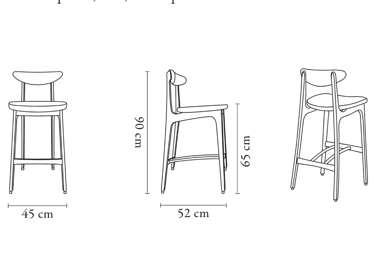Bar Stool, 200-190, With and Without a Backrest, 65cm, Made to Order by 366 Concept