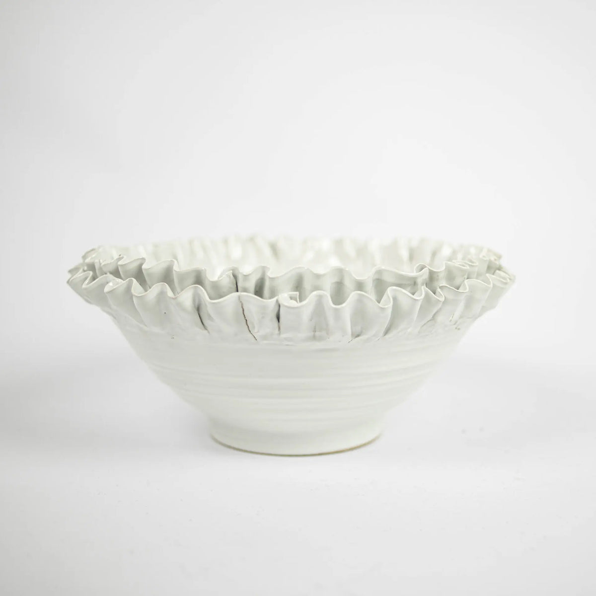 Claudine Bowl - Handmade Ceramic Decorative Bowl with Ruffled Edge and Footed Stand (Available in 3 Sizes)