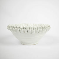 Claudine Bowl - Handmade Ceramic Decorative Bowl with Ruffled Edge and Footed Stand (Available in 3 Sizes)