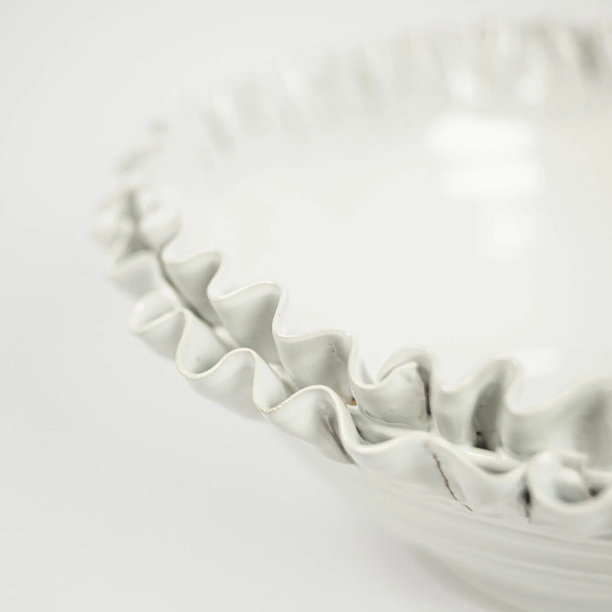 Claudine Bowl - Handmade Ceramic Decorative Bowl with Ruffled Edge and Footed Stand (Available in 3 Sizes)