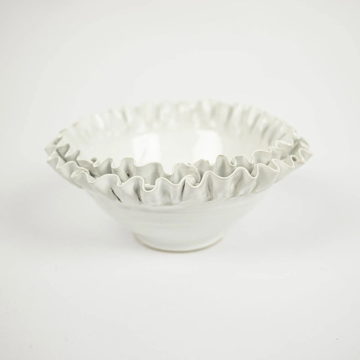 Claudine Bowl - Handmade Ceramic Decorative Bowl with Ruffled Edge and Footed Stand (Available in 3 Sizes)