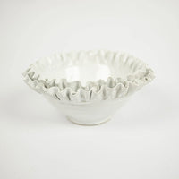 Claudine Bowl - Handmade Ceramic Decorative Bowl with Ruffled Edge and Footed Stand (Available in 3 Sizes)