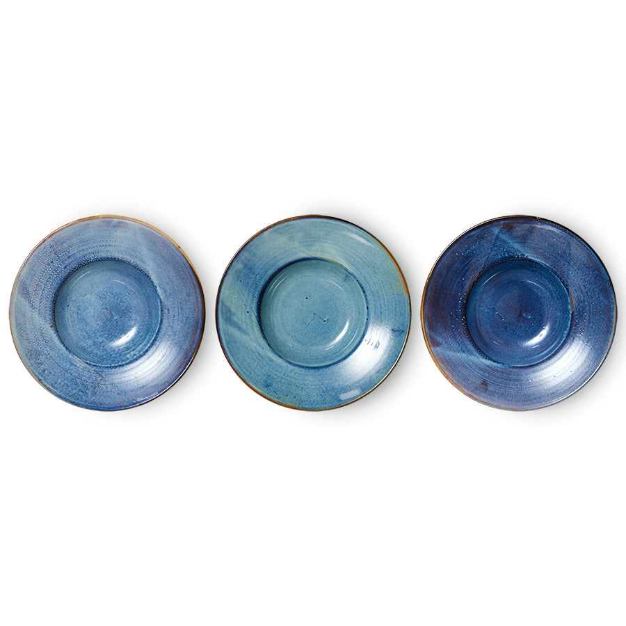 HKLIVING Chef Ceramics Pasta Plate - Rustic Blue Porcelain