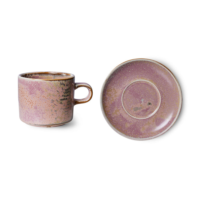 HKLIVING Chef Ceramics Cup and Saucer - Rustic Pink