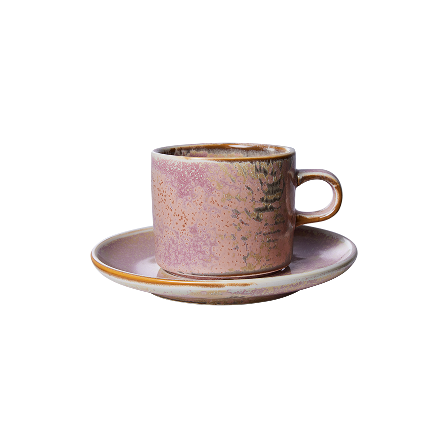 HKLIVING Chef Ceramics Cup and Saucer - Rustic Pink