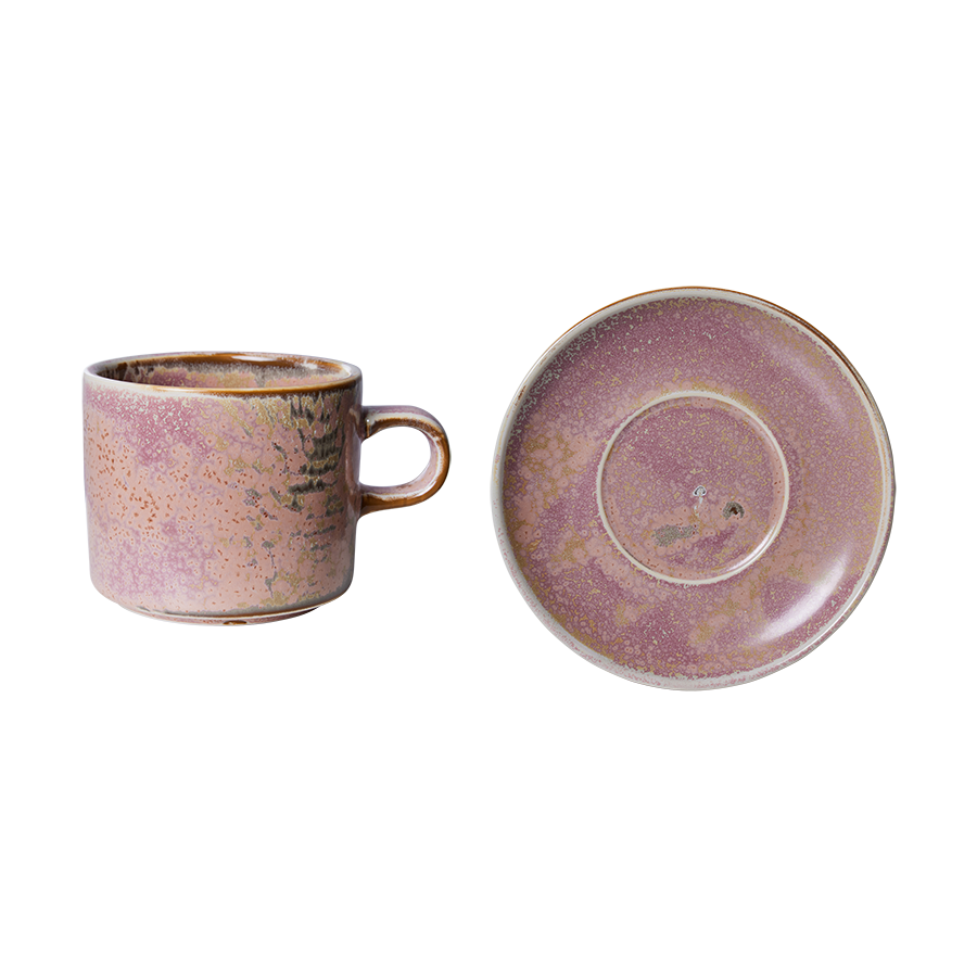 HKLIVING Chef Ceramics Cup and Saucer - Rustic Pink