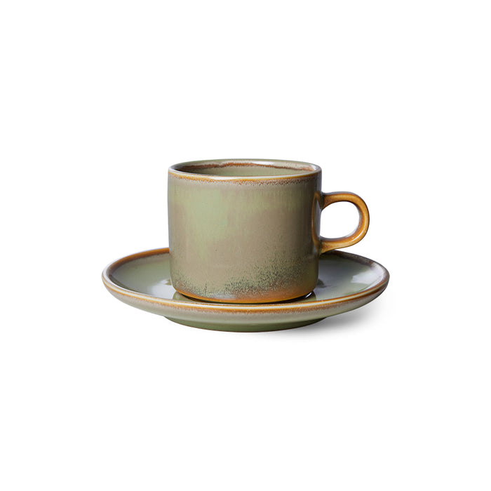 HKLIVING Chef Ceramics Cup and Saucer - Moss Green