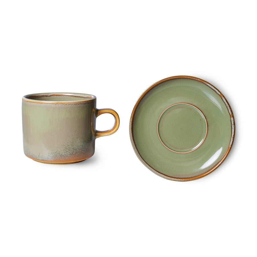 HKLIVING Chef Ceramics Cup and Saucer - Moss Green