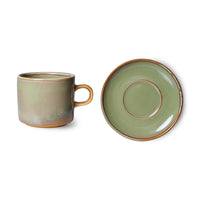 HKLIVING Chef Ceramics Cup and Saucer - Moss Green