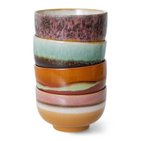 Noodle Bowls, Set of 4, Geyser, HKLIVING 70s Ceramics