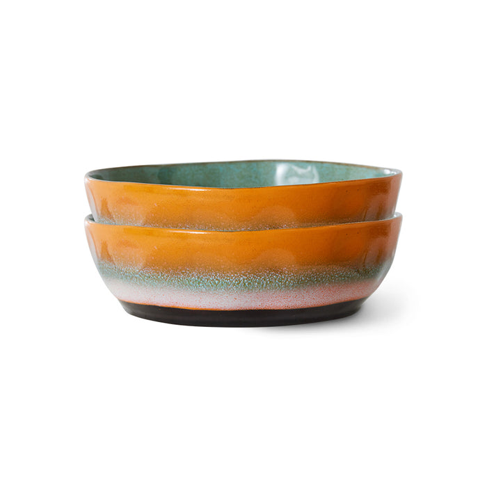 Pasta Bowls, Set of 2, HKLIVING 70s Ceramics, Golden Hour