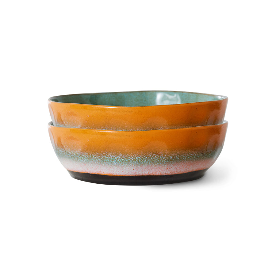 Pasta Bowls, Set of 2, HKLIVING 70s Ceramics, Golden Hour