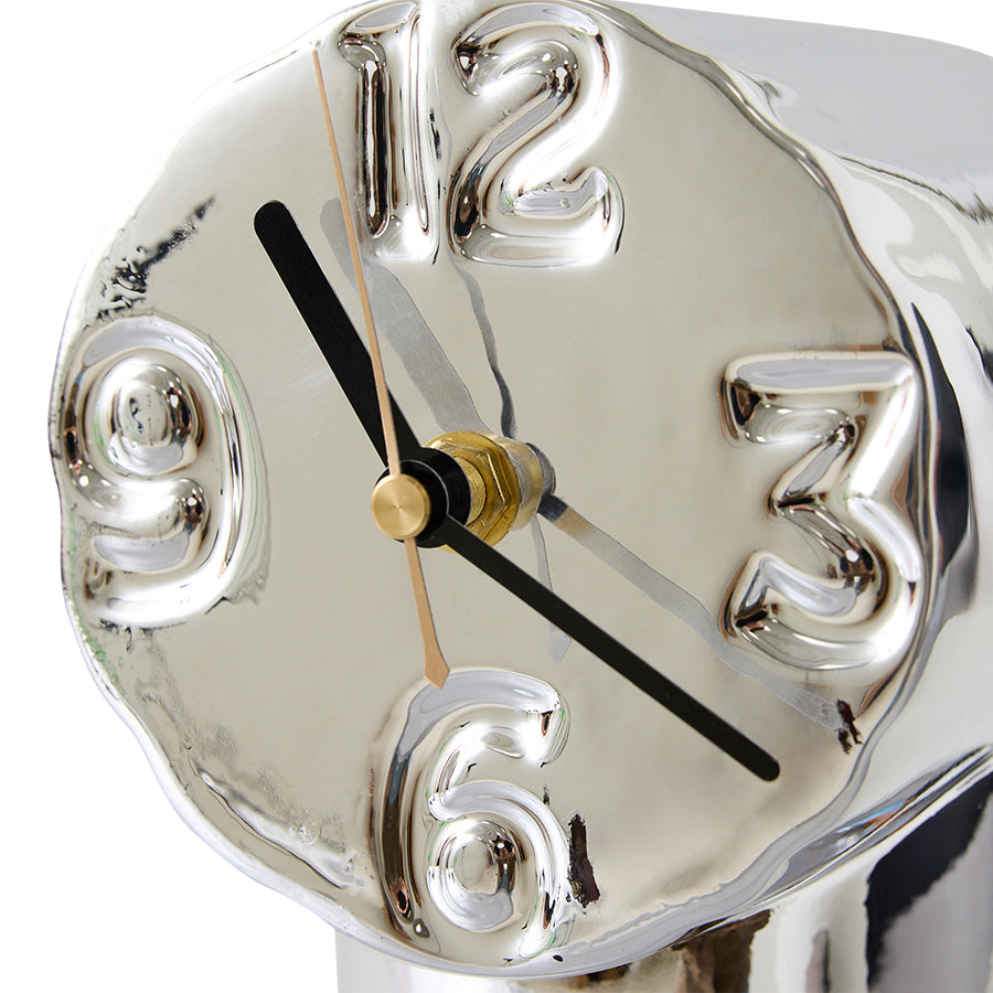 Retro Ceramic Clock in Chrome by HKLIVING – Handcrafted with Vintage Charm