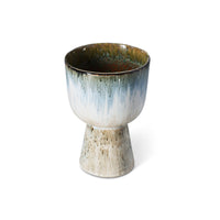 Retro Flower Pot in Glacier by HKLIVING – Blue-Toned Stoneware Planter with Reactive Glaze