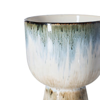 Retro Flower Pot in Glacier by HKLIVING – Blue-Toned Stoneware Planter with Reactive Glaze