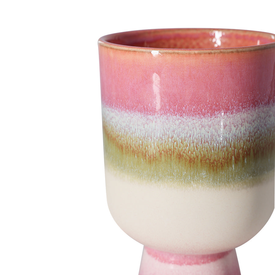 Retro Flower Pot in Rosefield by HKLIVING – Stoneware Planter with Reactive Glaze