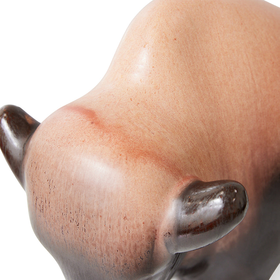 Ceramic Bull by HKLIVING and Otto Keramik in Bronze Style, Buffalo, Bison