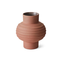 Handmade Handcarved Terracotta Bulb Vase by HKLIVING – Sculptural Earthy Design (30cm)