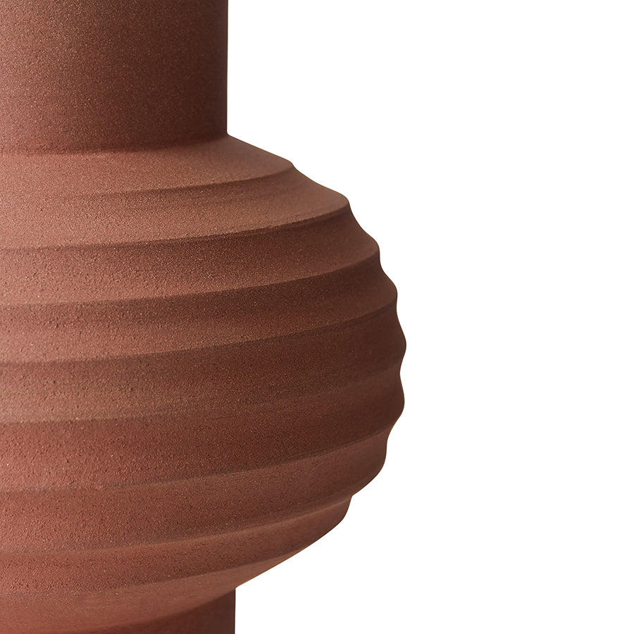 Handmade Handcarved Terracotta Bulb Vase by HKLIVING – Sculptural Earthy Design (30cm)
